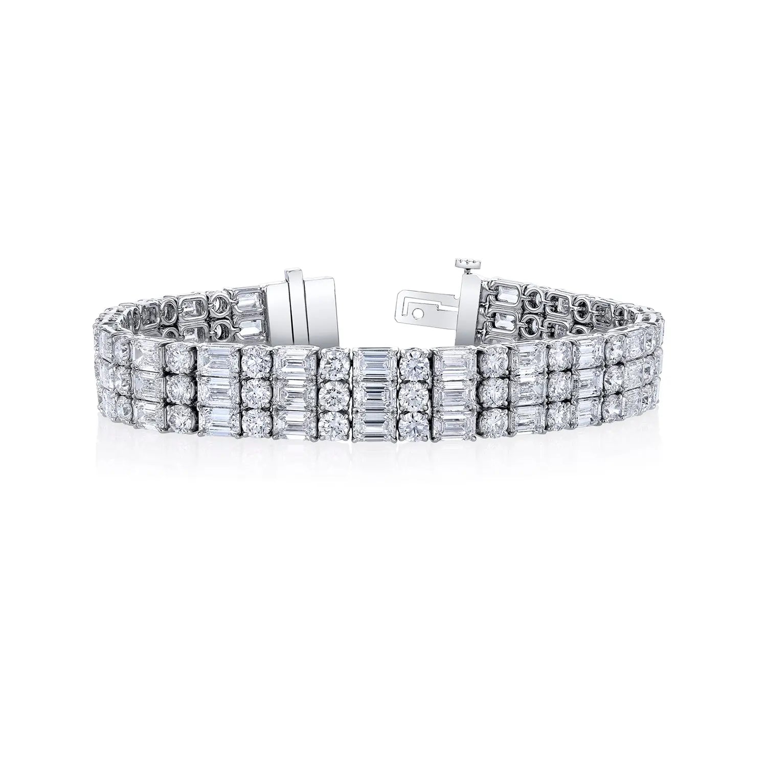 Platinum 3 Row Diamond Bracelet - JBR150 – CD Peacock