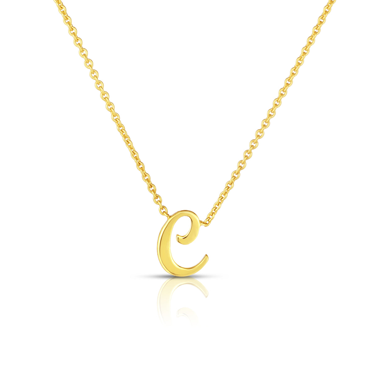 18k Yellow Gold Tiny Treasures Script Initial 'c' Necklace