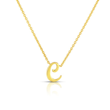 18k Yellow Gold Tiny Treasures Script Initial 'c' Necklace