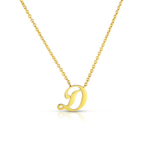 18k Yellow Gold Tiny Treasures Script Initial 'd' Necklace