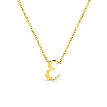 18k Yellow Gold Tiny Treasures Script Initial 'e' Necklace
