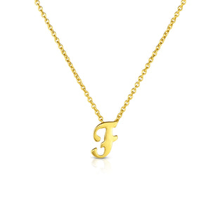 18k Yellow Gold Tiny Treasures Script Initial 'f' Necklace