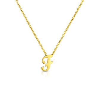 18k Yellow Gold Tiny Treasures Script Initial 'f' Necklace thumbnail