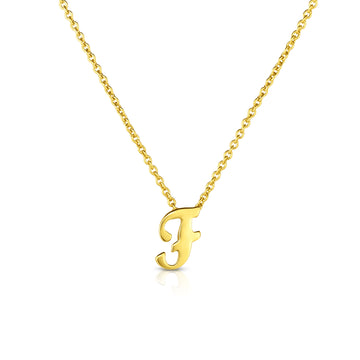 18k Yellow Gold Tiny Treasures Script Initial 'f' Necklace