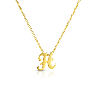 18k Yellow Gold Tiny Treasures Script Initial 'h' Necklace