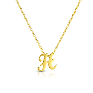 18k Yellow Gold Tiny Treasures Script Initial 'h' Necklace