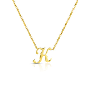 18k Yellow Gold Tiny Treasures Script Initial 'k' Necklace