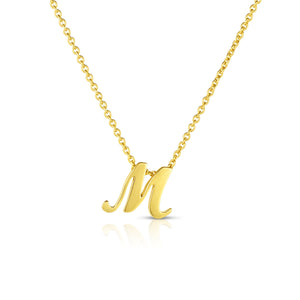 18k Yellow Gold Tiny Treasures Script Initial 'm' Necklace