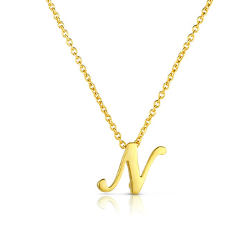 18k Yellow Gold Tiny Treasures Script Initial 'n' Necklace