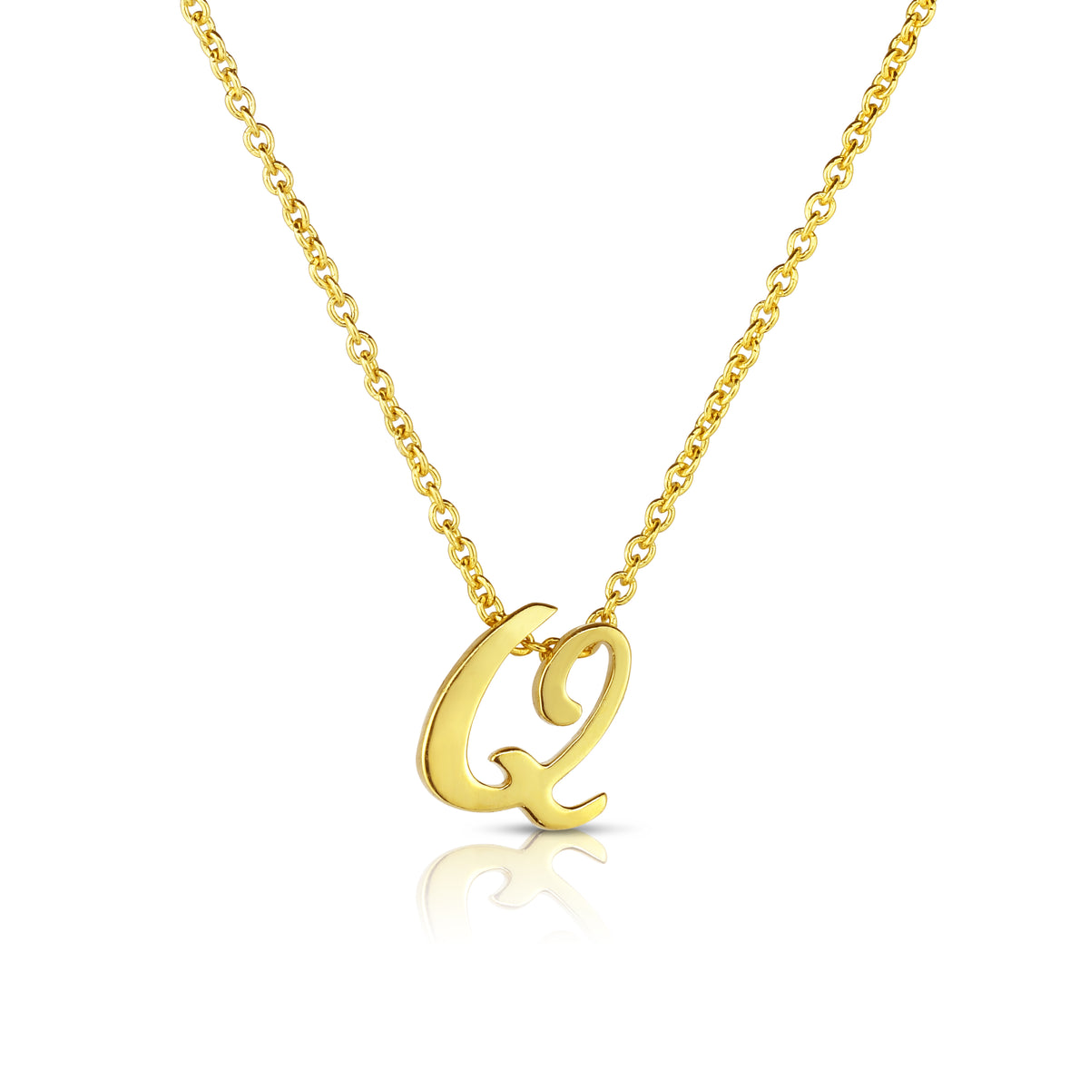 18k Yellow Gold Tiny Treasures Script Initial 'q' Necklace
