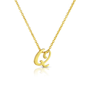 18k Yellow Gold Tiny Treasures Script Initial 'q' Necklace