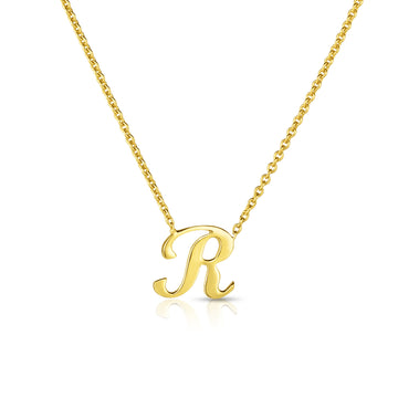 18k Yellow Gold Tiny Treasures Script Initial 'r' Necklace