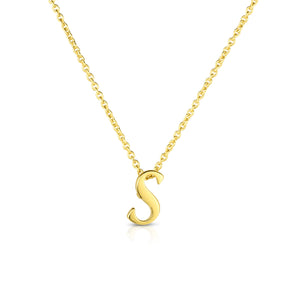 18k Yellow Gold Tiny Treasures Script Initial 's' Necklace