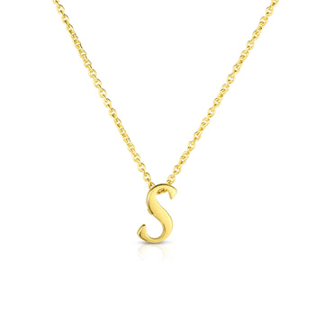 18k Yellow Gold Tiny Treasures Script Initial 's' Necklace