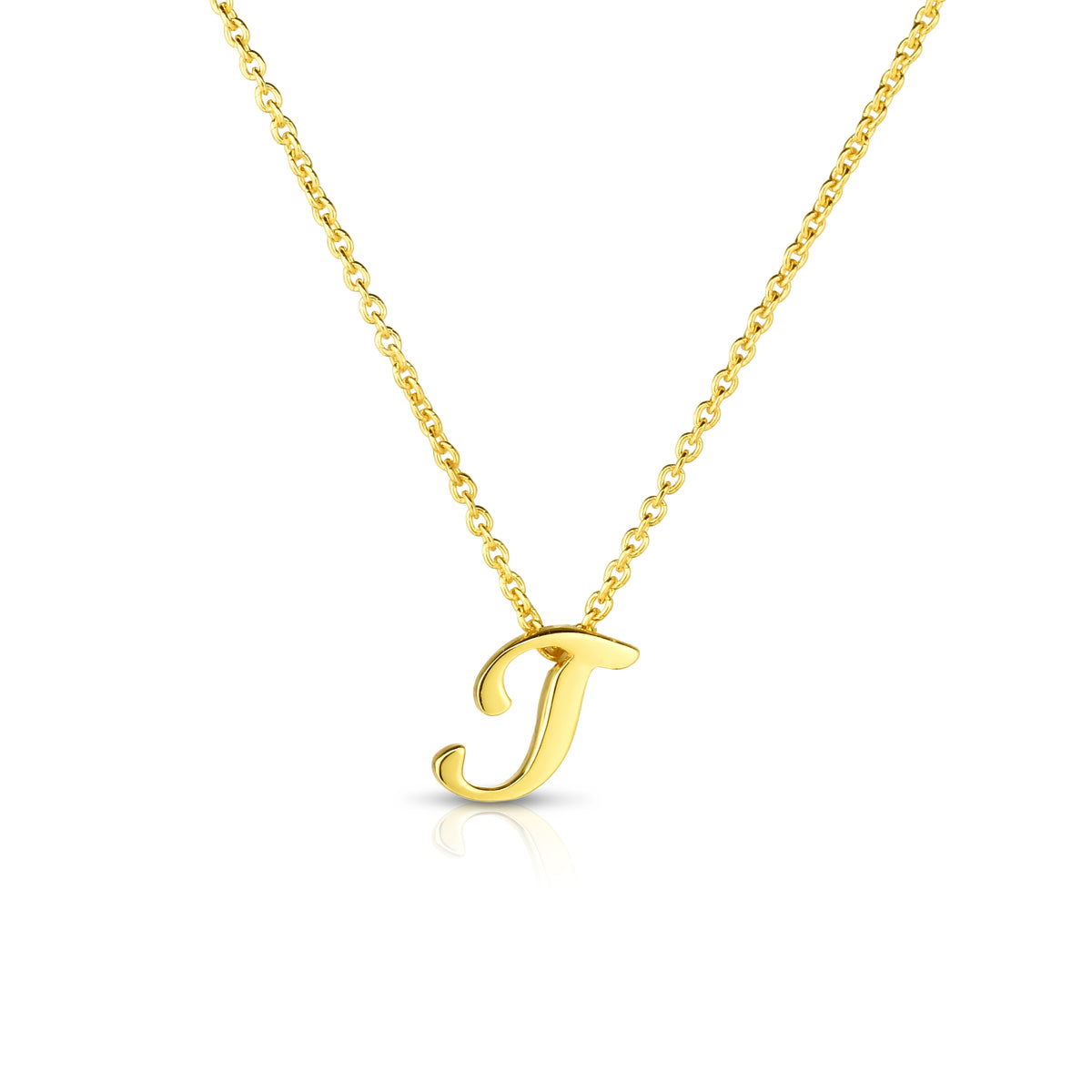 18k Yellow Gold Tiny Treasures Script Initial 't' Necklace