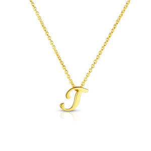 18k Yellow Gold Tiny Treasures Script Initial 't' Necklace