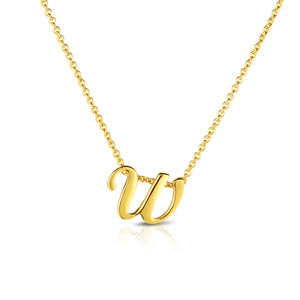 18k Yellow Gold Tiny Treasures Script Initial 'w' Necklace