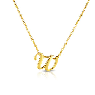 18k Yellow Gold Tiny Treasures Script Initial 'w' Necklace thumbnail