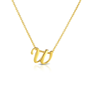 18k Yellow Gold Tiny Treasures Script Initial 'w' Necklace