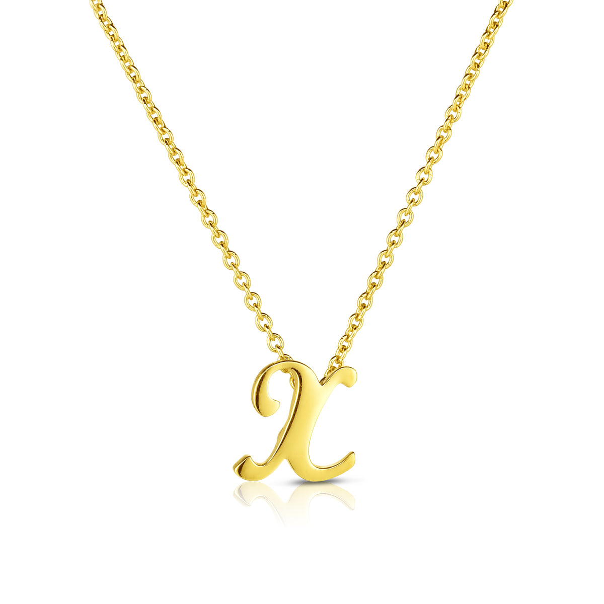 18k Yellow Gold Tiny Treasures Script Initial 'x' Necklace