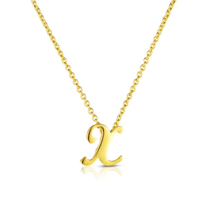18k Yellow Gold Tiny Treasures Script Initial 'x' Necklace