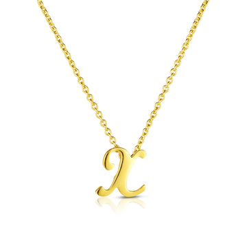 18k Yellow Gold Tiny Treasures Script Initial 'x' Necklace