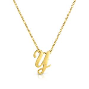 18k Yellow Gold Tiny Treasures Script Initial 'y' Necklace