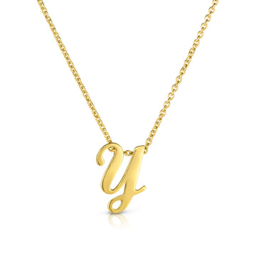 18k Yellow Gold Tiny Treasures Script Initial 'y' Necklace