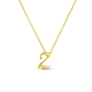 18k Yellow Gold Tiny Treasures Script Initial 'z' Necklace