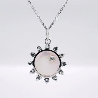 "Happiness" Sun Sterling Silver Necklace with White Sapphires thumbnail