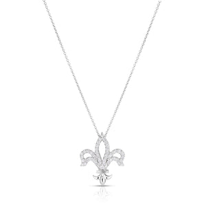 18k White Gold Tiny Treasures Diamond Fleur-de-lis Necklace