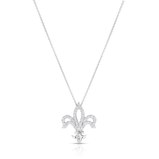 18k White Gold Tiny Treasures Diamond Fleur-de-lis Necklace thumbnail