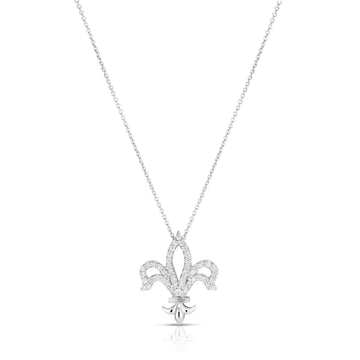 18k White Gold Tiny Treasures Diamond Fleur-de-lis Necklace