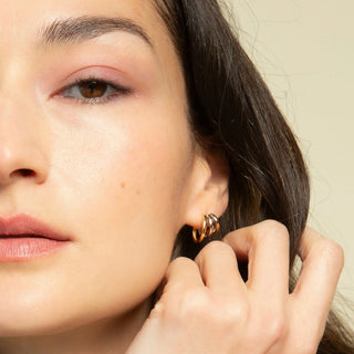 "Rings of Saturn" Earrings in 18K Yellow, Rose and White Gold thumbnail