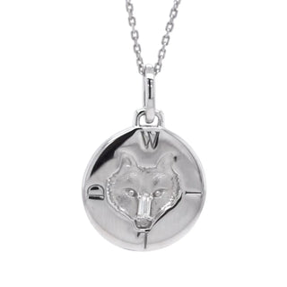 "Wild" Wolf Sterling Silver Intaglio Necklace with White Sapphires thumbnail