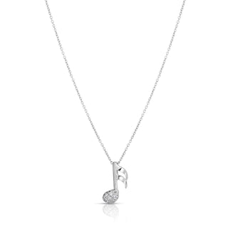 18K White Gold Tiny Treasures Diamond Music Note Necklace thumbnail