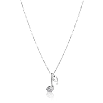 18K White Gold Tiny Treasures Diamond Music Note Necklace