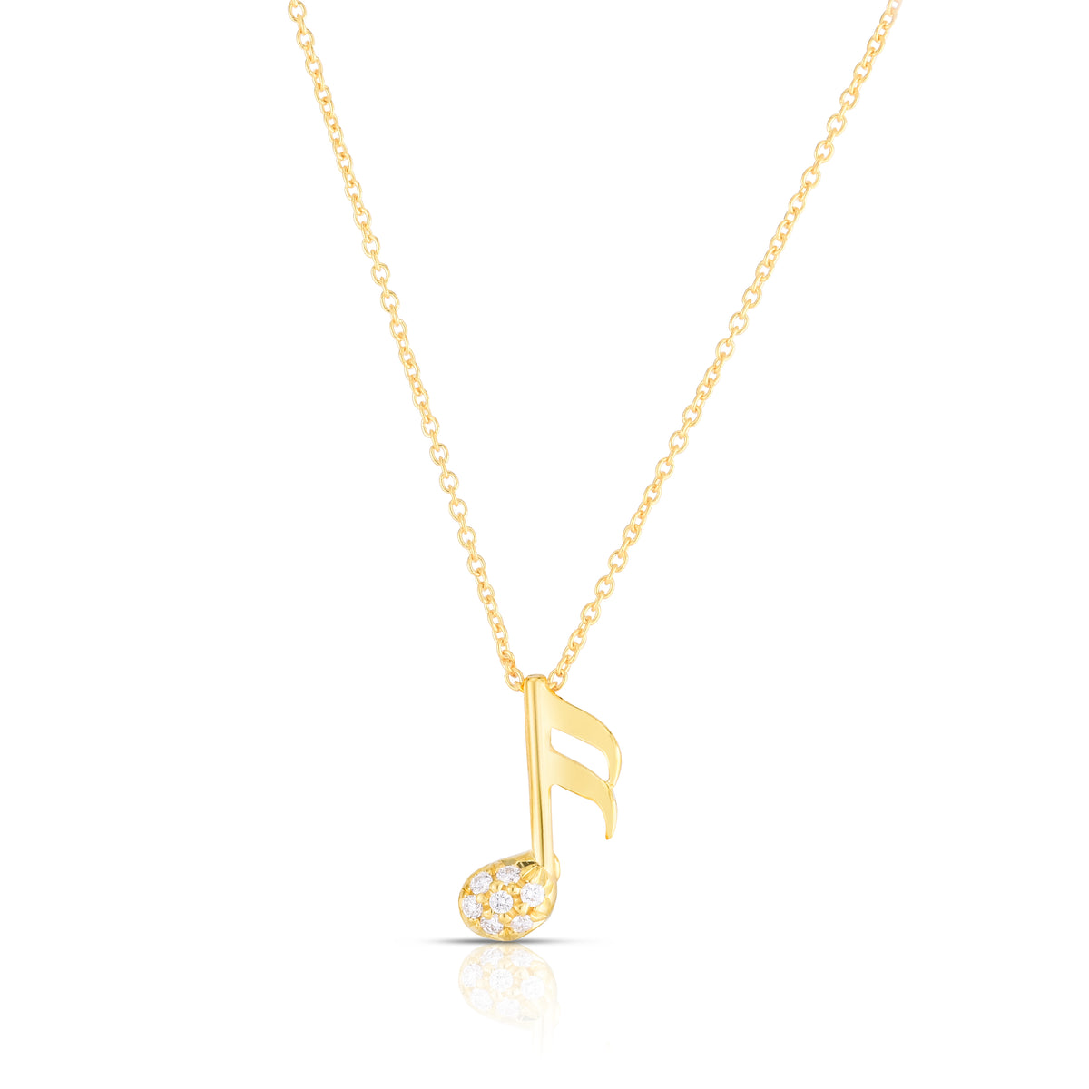 18k Yellow Gold Tiny Treasures Diamond Music Note Necklace