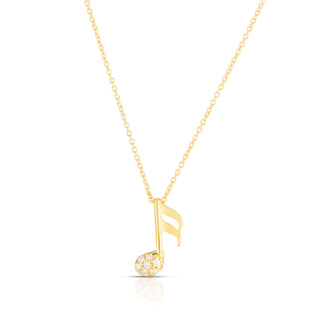 18k Yellow Gold Tiny Treasures Diamond Music Note Necklace thumbnail