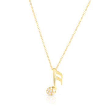 18k Yellow Gold Tiny Treasures Diamond Music Note Necklace