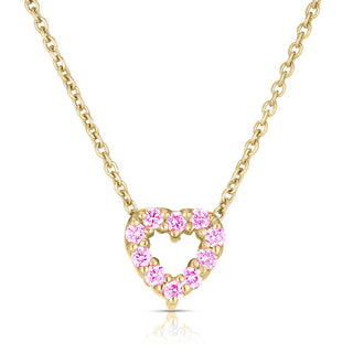 18k Yellow Gold Tiny Treasures Diamond & Pink Sapphire Reversible Heart Necklace thumbnail