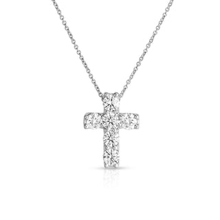 18k White Gold Tiny Treasures Square Set Diamond Cross thumbnail