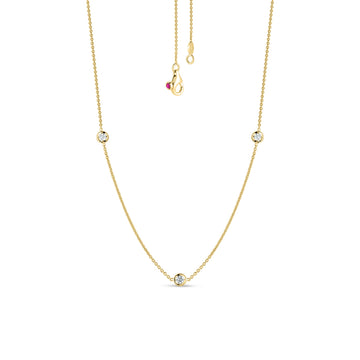 18K Gold Diamonds By The Inch 3 Station Necklace