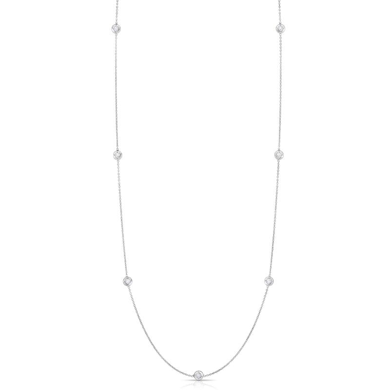 18k White Gold Diamonds By The Inch 7 Station Necklace