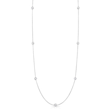 18k White Gold Diamonds By The Inch 7 Station Necklace