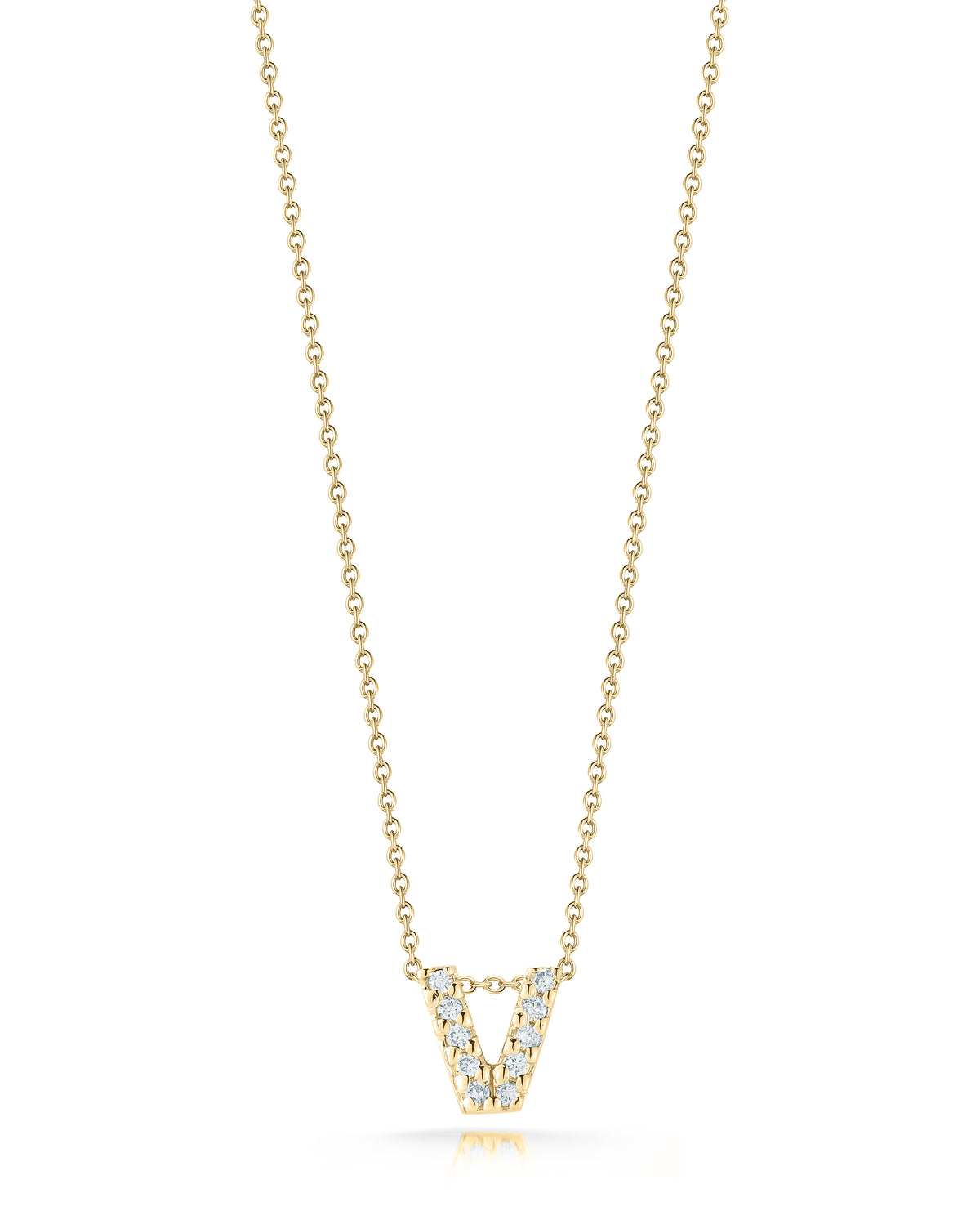 18k Yellow Gold Tiny Treasures Diamond Love Letter "v" Necklace