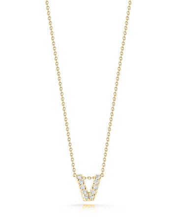 18k Yellow Gold Tiny Treasures Diamond Love Letter "v" Necklace