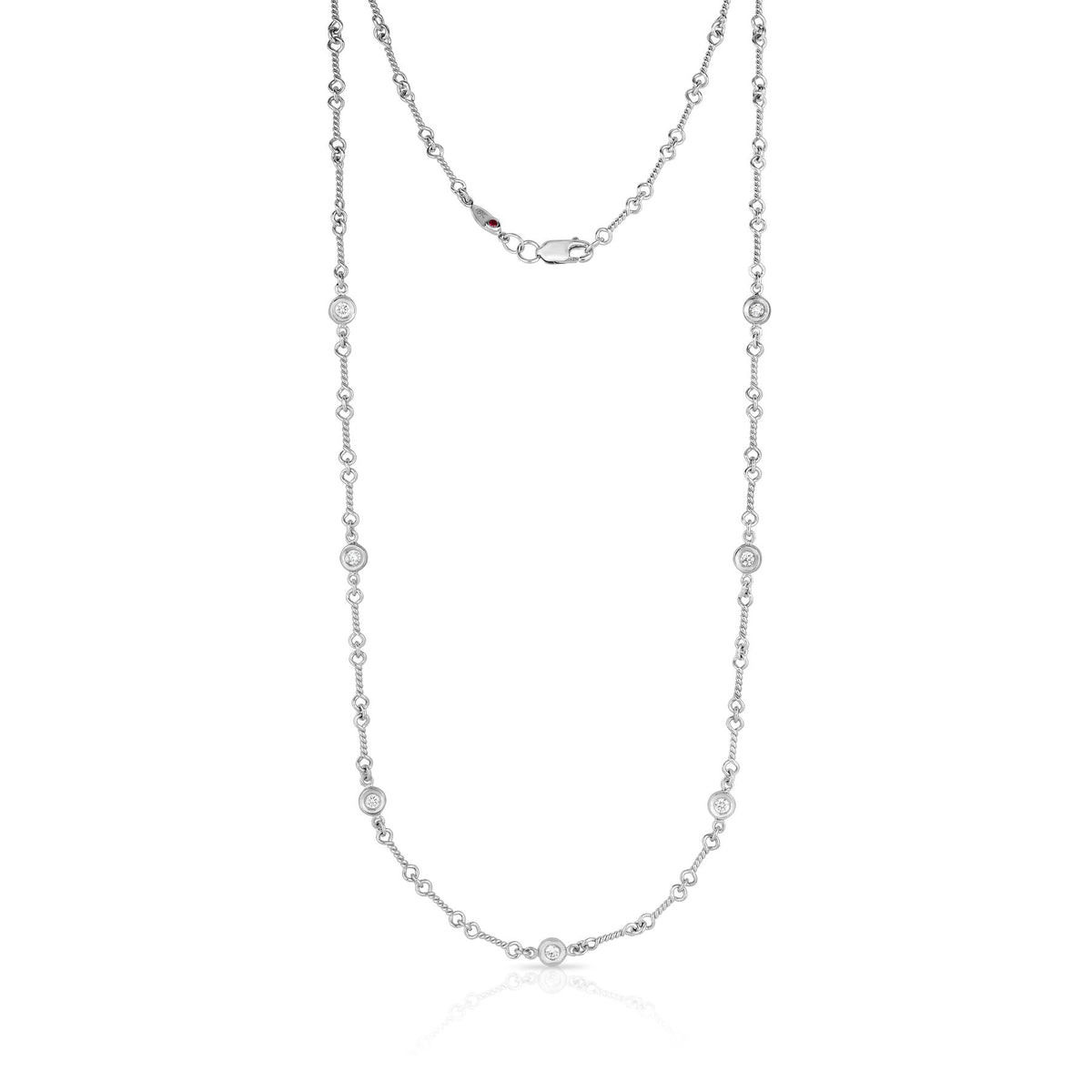 18K Gold Diamonds By The Inch 7 Station Dogbone Necklace