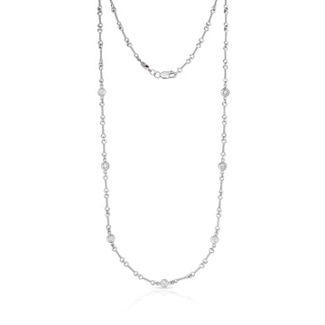 18K Gold Diamonds By The Inch 7 Station Dogbone Necklace