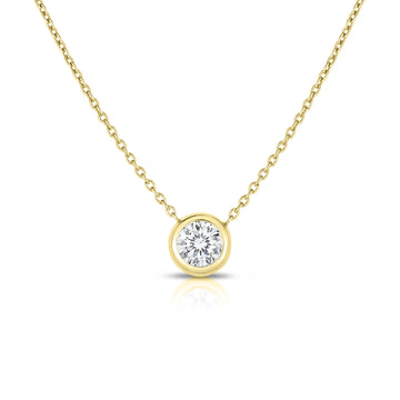 18K Gold Diamonds By The Inch Bezel Set Solitaire Necklace